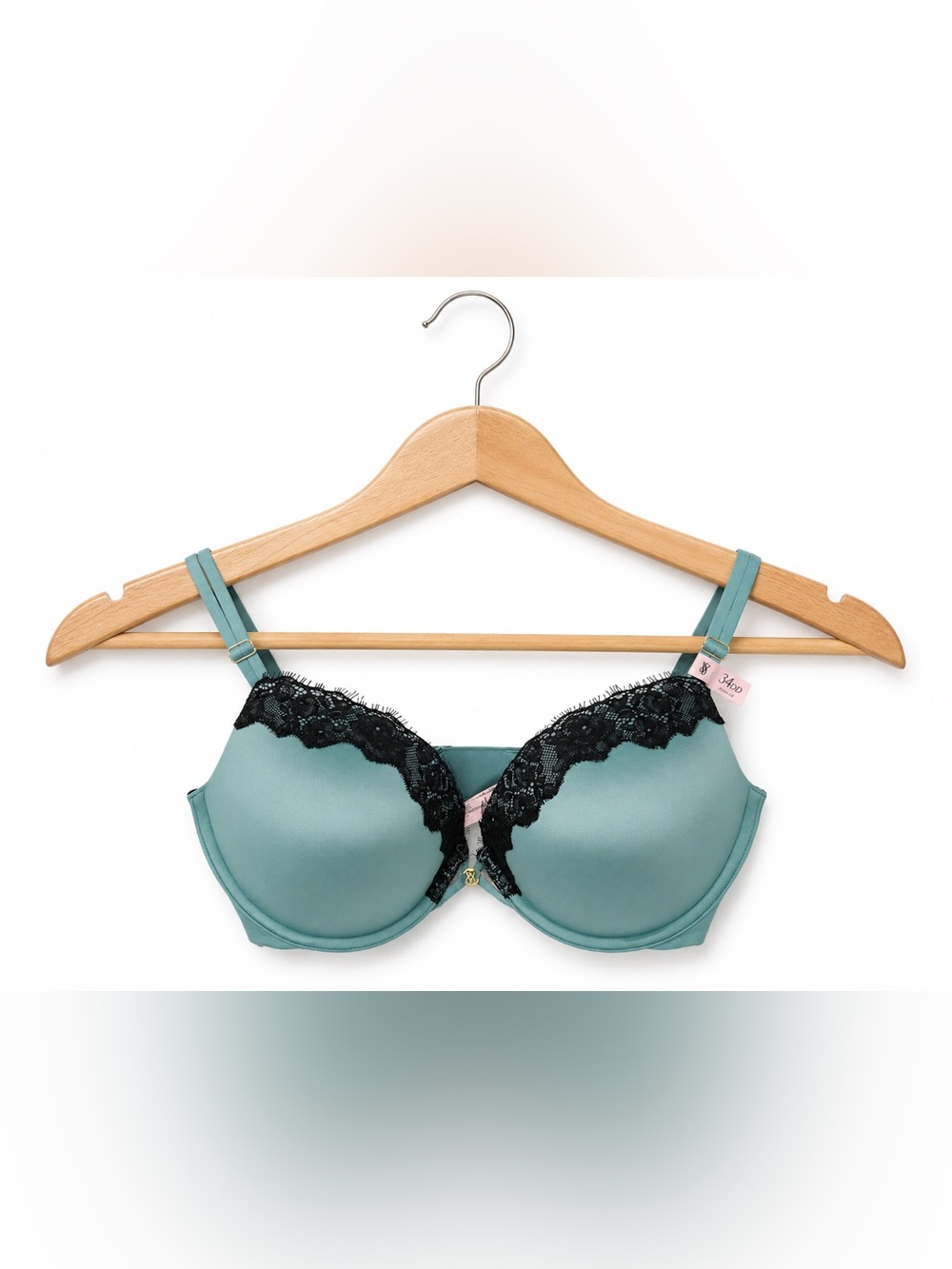 Victoria’s Secret Very Sexy Teal Black Lace Bra NWT 34DD Push Up Glam